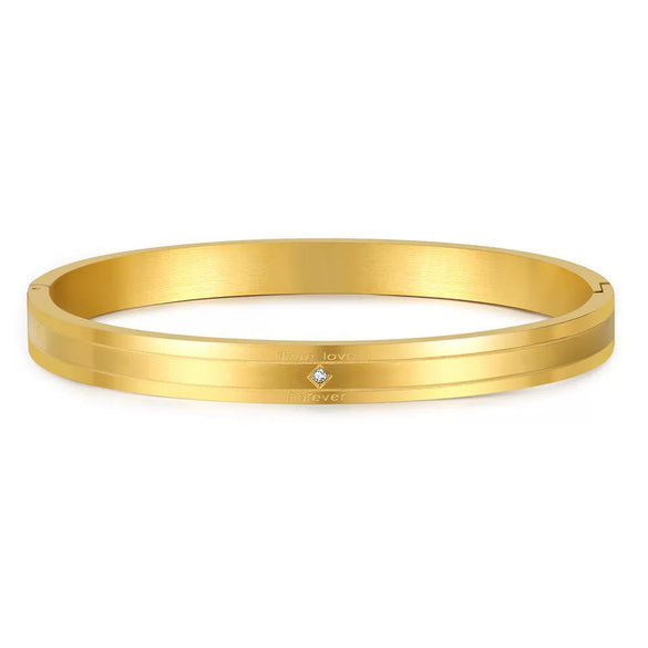 Wholesale Titanium Steel Geometric Open Green Zircon Electroplated Bracelet For Women
