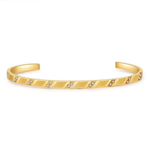 Wholesale Titanium Steel Geometric Open Green Zircon Electroplated Bracelet For Women