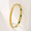 Wholesale Titanium Steel Geometric Open Green Zircon Electroplated Bracelet For Women