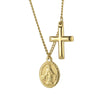 Wholesale Titanium Steel Geometric Oval Commemorative Coin Cross Goldplated Women's Clavicle Chain Jewelry