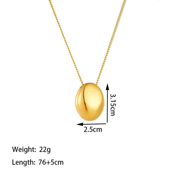Wholesale Titanium Steel Geometric Oval Pendant Necklace With O Word Chain For Women