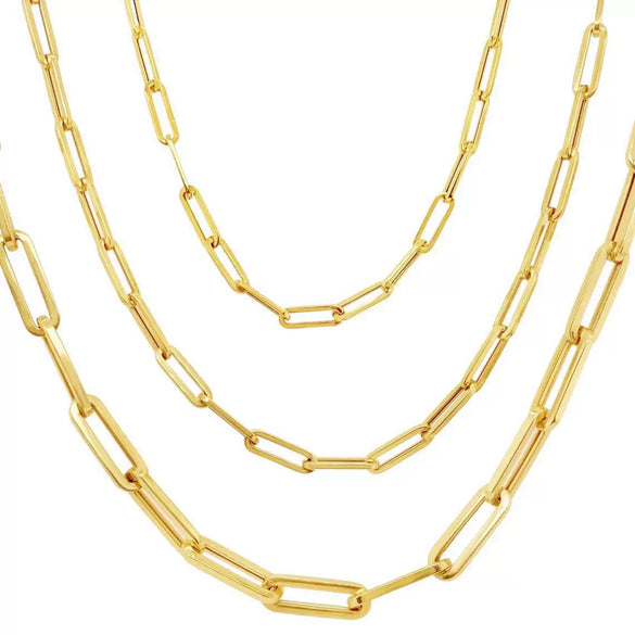Wholesale Titanium Steel Geometric Paper Clip Chain With Vacuum Plated 18K Real Gold