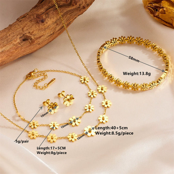 Wholesale Titanium Steel Geometric Pattern Ball Chrysanthemum Pendant Bracelet For Women Light Luxury Retro Style Electroplated Nonfading