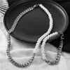 Wholesale Titanium Steel Geometric Pattern Cuban Chain And Pearl Chain Necklace For Men And Women