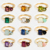 Wholesale Titanium Steel Geometric Pattern Electroplated Retro Ring With Multicolor Colored Zircon And December Birthday Stone