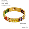 Wholesale 316L Stainless Steel Geometric Pattern Electroplated Unisex Double Row Natural Stone Bead Bracelet