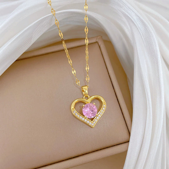 Wholesale Titanium Steel Geometric Pattern Microinlaid Diamond Clavicle Necklace For Women Cartoon Style