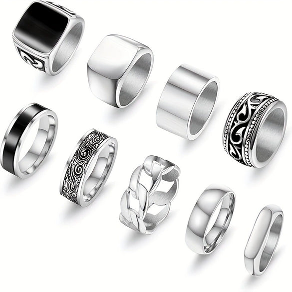 Wholesale Titanium Steel Geometric Polish Couple Ring