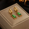 Wholesale Titanium Steel Geometric Rectangular Cut Emerald Round Simple Allmatch Women's Earrings With Electroplating