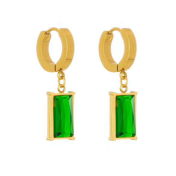 Wholesale Titanium Steel Geometric Rectangular Cut Emerald Round Simple Allmatch Women's Earrings With Electroplating