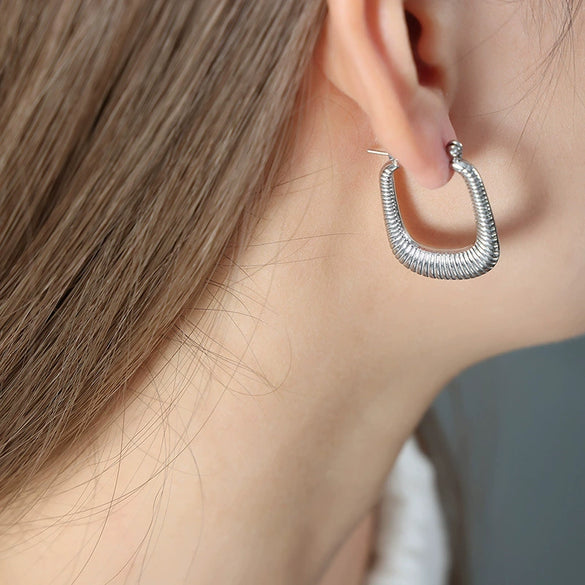 Wholesale Titanium Steel Geometric Rectangular Electroplated Women's Earrings