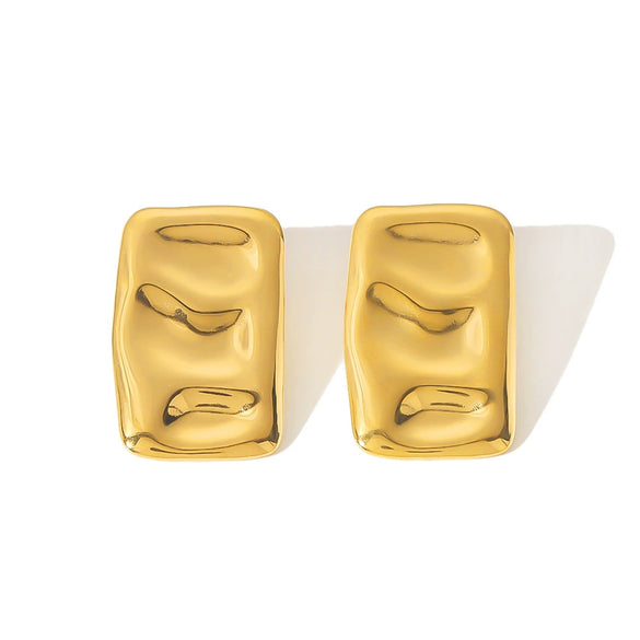 Wholesale Titanium Steel Geometric Rectangular Pleated Electroplated Women's Earrings