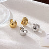 Wholesale Titanium Steel Geometric Retro Football Style Electroplated Earrings For Women