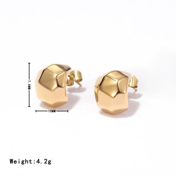 Wholesale Titanium Steel Geometric Retro Football Style Electroplated Earrings For Women