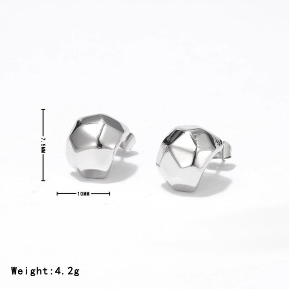 Wholesale Titanium Steel Geometric Retro Football Style Electroplated Earrings For Women