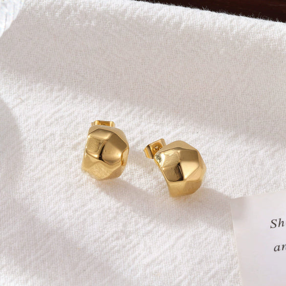 Wholesale Titanium Steel Geometric Retro Football Style Electroplated Earrings For Women