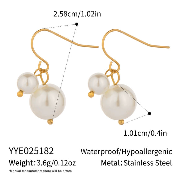 Wholesale Titanium Steel Geometric Retro Minimalist Pearl Stud Earrings With Pvd Vacuum Real Gold Electroplating For Girls