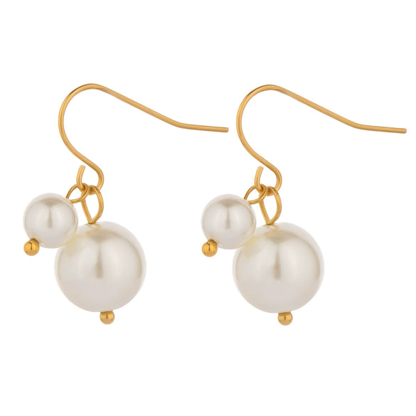 Wholesale Titanium Steel Geometric Retro Minimalist Pearl Stud Earrings With Pvd Vacuum Real Gold Electroplating For Girls