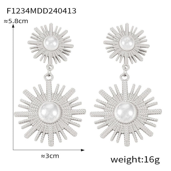 Wholesale 316L Stainless Steel Geometric Retro Temperament Earrings Gold Plated