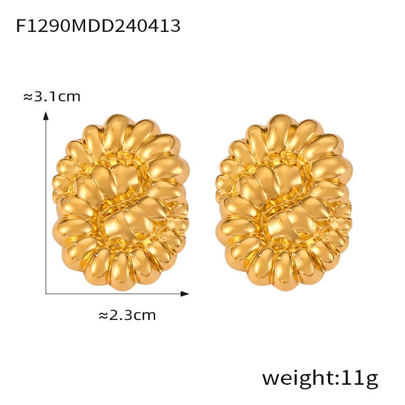 Wholesale 316L Stainless Steel Geometric Retro Temperament Earrings Gold Plated
