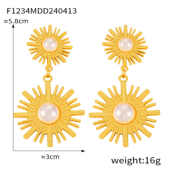 Wholesale 316L Stainless Steel Geometric Retro Temperament Earrings Gold Plated