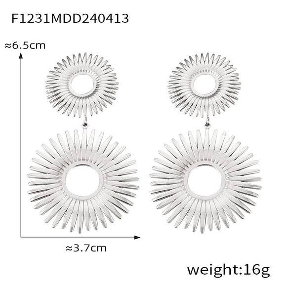 Wholesale 316L Stainless Steel Geometric Retro Temperament Earrings Gold Plated