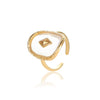 Wholesale Titanium Steel Geometric Rhombus Opening Adjustable Goldplated Light Luxury Style Ring