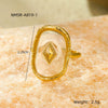 Wholesale Titanium Steel Geometric Rhombus Opening Adjustable Goldplated Light Luxury Style Ring