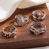 Wholesale Titanium Steel Geometric Ring With Heart Shape Flower Leaves Letters Numbers And Text Patterns And Electroplating Treatment