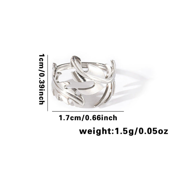 Wholesale Titanium Steel Geometric Ring With Heart Shape Flower Leaves Letters Numbers And Text Patterns And Electroplating Treatment