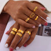 Wholesale Titanium Steel Geometric Ring With Irregular Texture And Concave Convex Creative Design Electroplated For Women