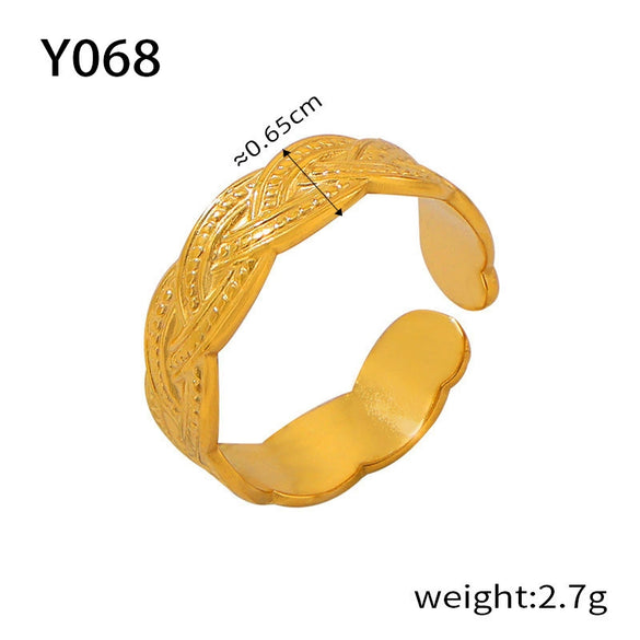 Wholesale Titanium Steel Geometric Ring With Irregular Texture And Concave Convex Creative Design Electroplated For Women