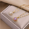 Wholesale Titanium Steel Geometric Rotating Necklace For Female With Electroplating And Water Wave Chain