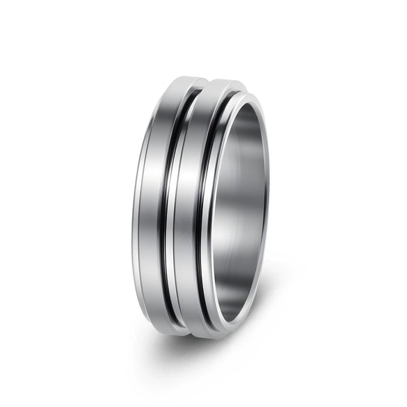 Wholesale Titanium Steel Geometric Rotating Ring Jewelry Stressrelief Hand Accessory Electroplated Unisex