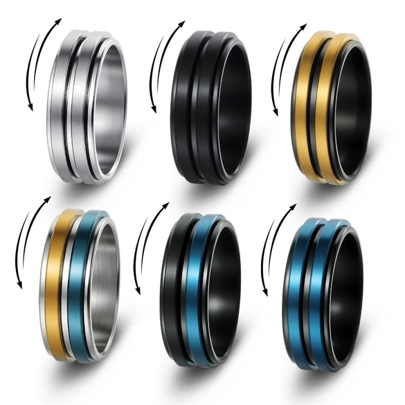 Wholesale Titanium Steel Geometric Rotating Ring Jewelry Stressrelief Hand Accessory Electroplated Unisex