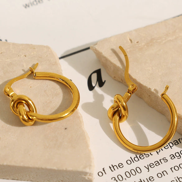 Wholesale 316L Stainless Steel Geometric Round Knotted Niche Design Women's Earrings With Electroplating