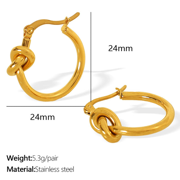 Wholesale 316L Stainless Steel Geometric Round Knotted Niche Design Women's Earrings With Electroplating