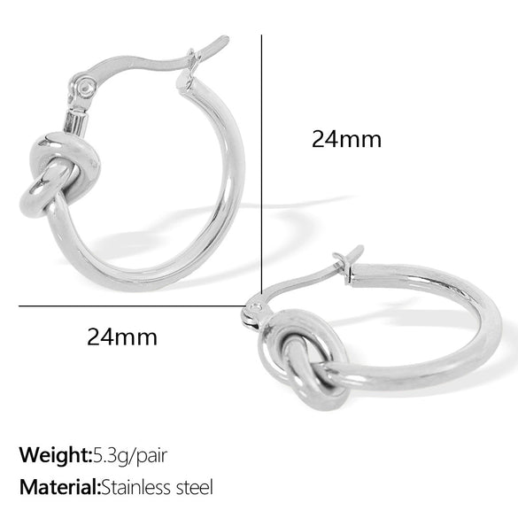 Wholesale 316L Stainless Steel Geometric Round Knotted Niche Design Women's Earrings With Electroplating