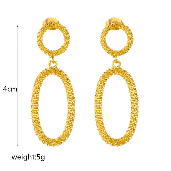 Wholesale Titanium Steel Geometric Round Oval Triangle Pendant Accessories Earrings For Women With Electroplating