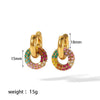 Wholesale Titanium Steel Geometric Round Tassel Donut Earrings With Electroplating And Colorful Full Diamond