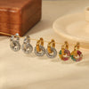 Wholesale Titanium Steel Geometric Round Tassel Donut Earrings With Electroplating And Colorful Full Diamond