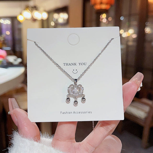 Wholesale Titanium Steel Geometric Ruyi Safe Lock Pendant Necklace For Women With Electroplating And Cross Chain