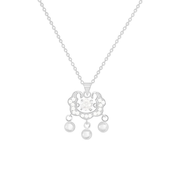 Wholesale Titanium Steel Geometric Ruyi Safe Lock Pendant Necklace For Women With Electroplating And Cross Chain