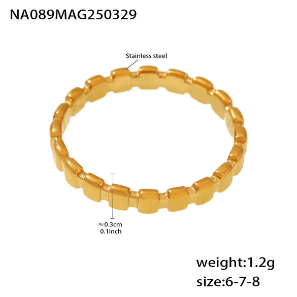 Wholesale Titanium Steel Geometric Shaped Electroplated 18K Gold Nonfading Stitching Ring Hand Jewelry For Women And Men