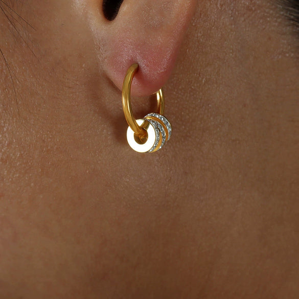 Wholesale Titanium Steel Geometric Small Circle Earrings For Women Gold Plated