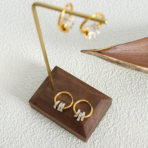Wholesale Titanium Steel Geometric Small Circle Earrings For Women Gold Plated