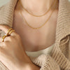 Wholesale Titanium Steel Geometric Snake Bone Chain Doublelayer Women's Clavicle Necklace With Electroplating