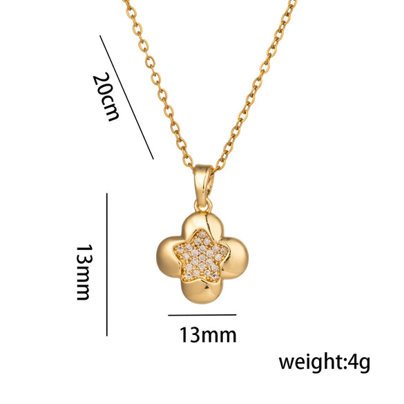 Wholesale Titanium Steel Geometric Snake Bone Chain Necklace For Women With Electroplating And Star Four Flower Pendant Simple Fashion Design