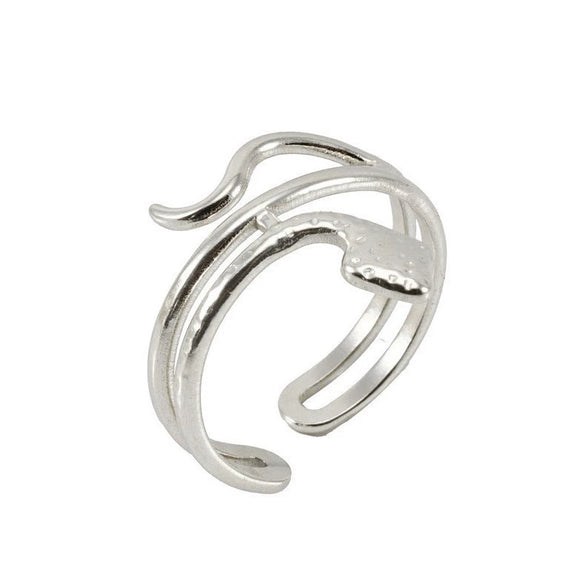 Wholesale Titanium Steel Geometric Snake Ring For Women With Electroplating Hollow And Adjustable Design