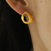 Wholesale 316L Stainless Steel Geometric Specialshaped Cut Out Electroplated Women's Earrings